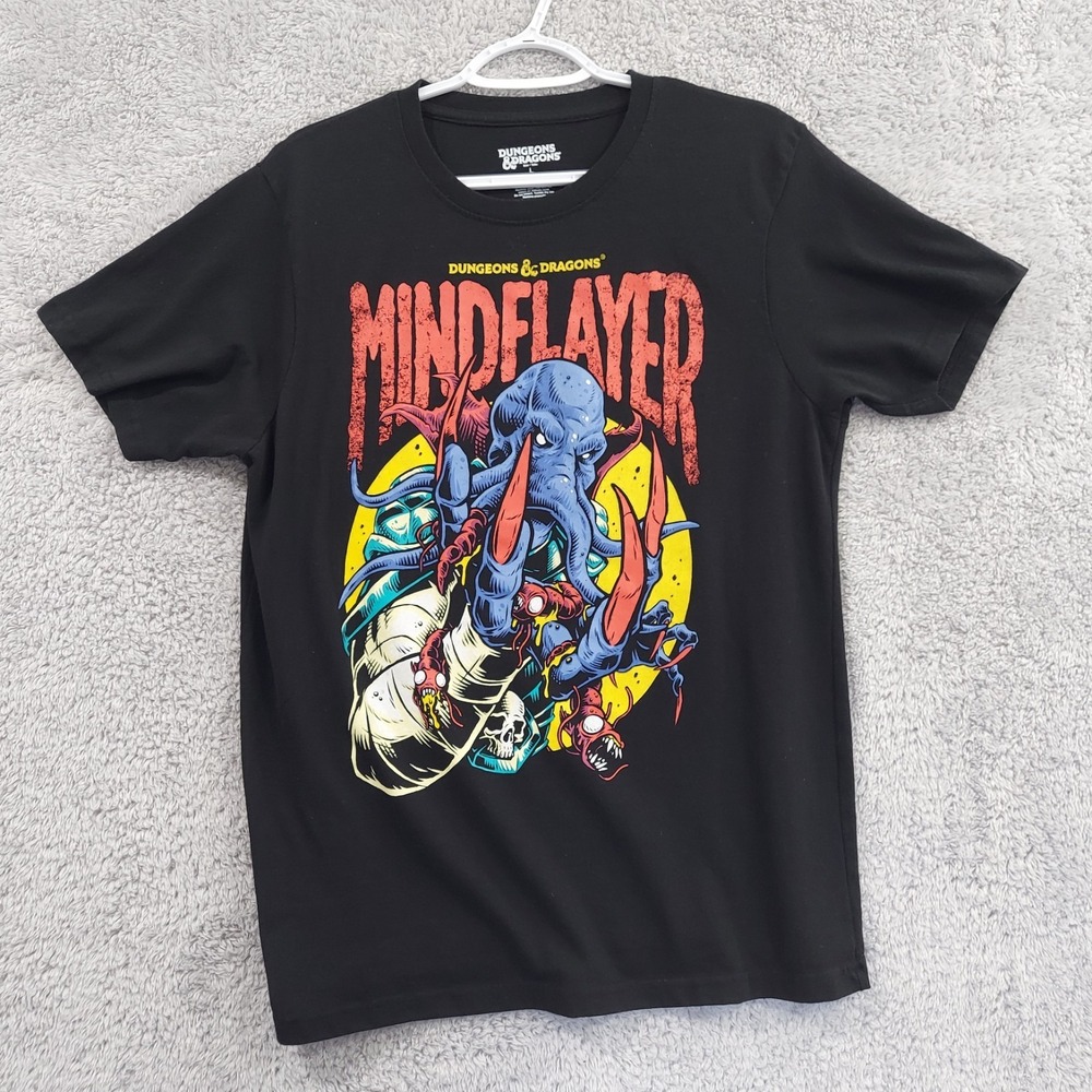 Dungeons & Dragons T-Shirt Men's Large Black Mind‎ Flayer Graphic Novelty Tee
